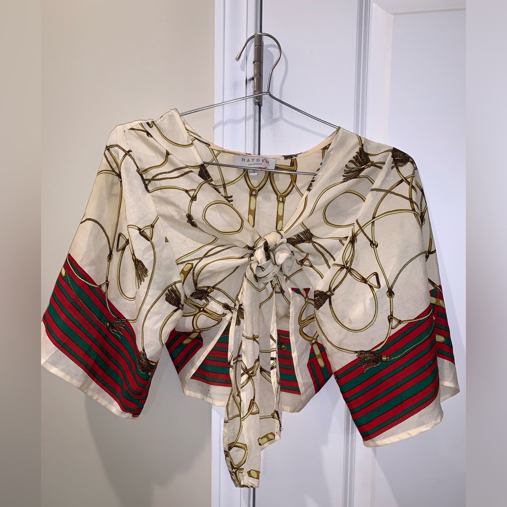 CUTE BRUNCH CROP TIE CROP BLOUSE